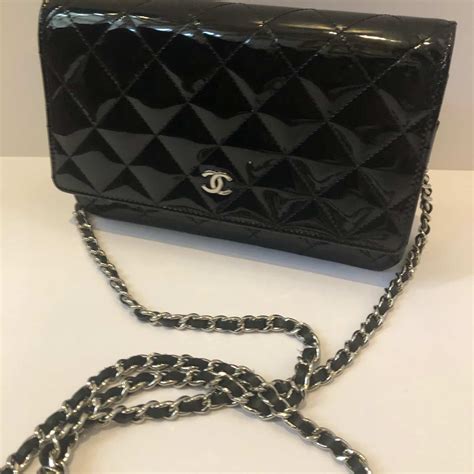 chanel black patent wallet on chain|vintage chanel wallet on chain.